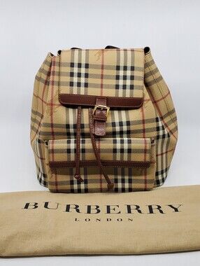 Burberry Check Drawstring Coated Cotton Backpack